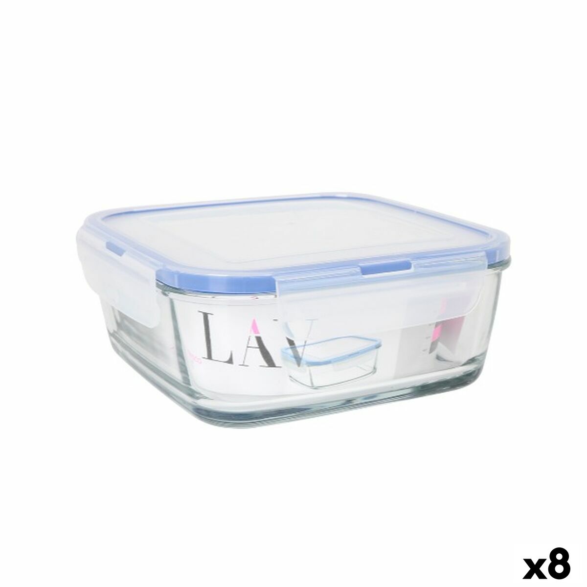 Lancheira Hermética LAV Azul Transparente 1,15 L (8 Unidades)