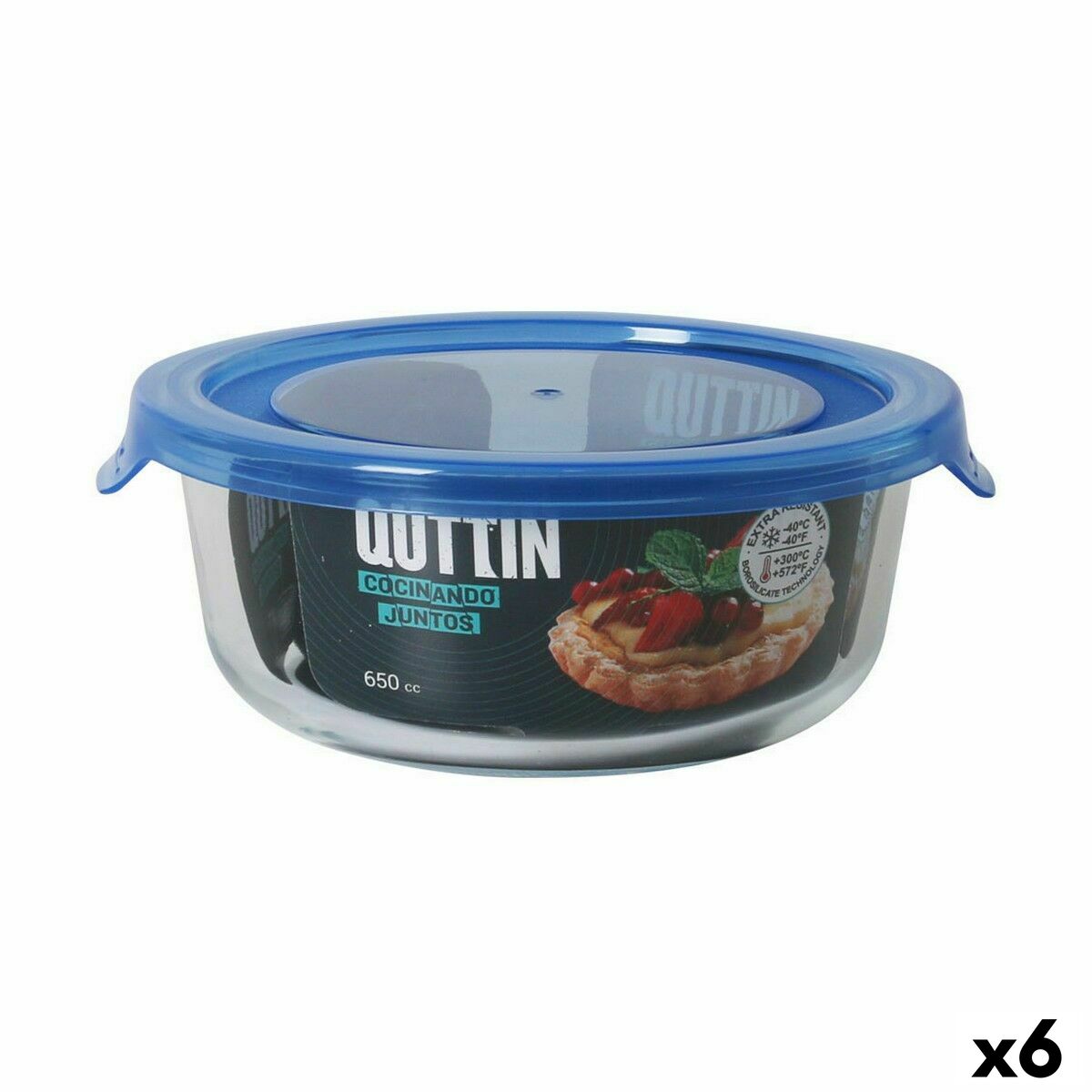 Lancheira Hermética Quttin Azul Transparente 650 ml (6 Unidades)