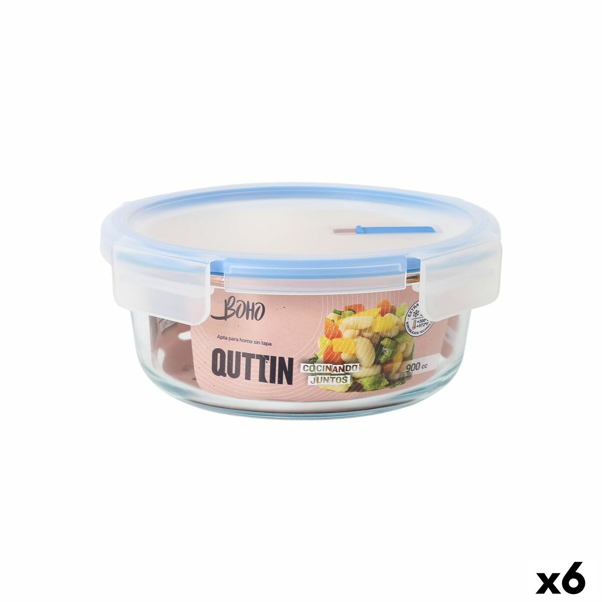 Lancheira Hermética Quttin Boho Transparente 0,9 l (6 Unidades)