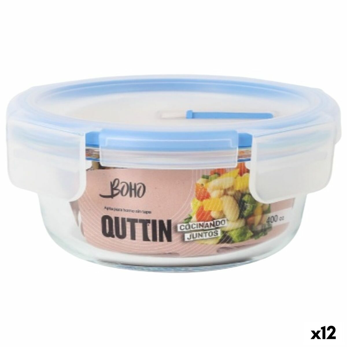 Lancheira Hermética Quttin Boho Transparente 0,4 l (12 Unidades)