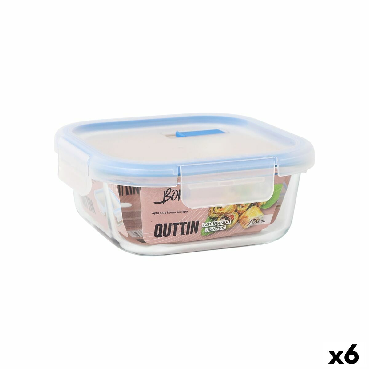 Lancheira Hermética Quttin Boho Transparente 750 ml (6 Unidades)