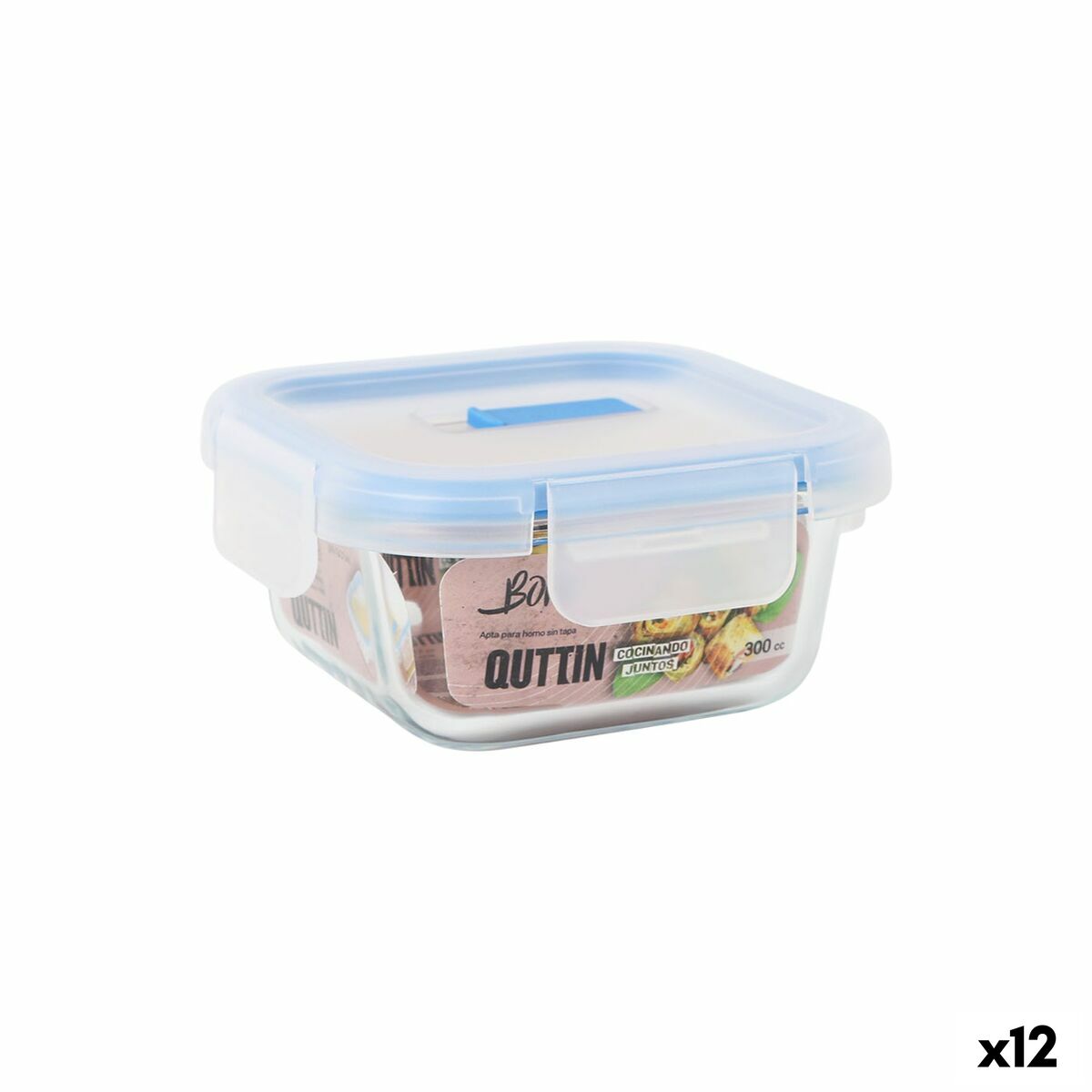 Lancheira Hermética Quttin Boho Transparente 0,3 L (12 Unidades)