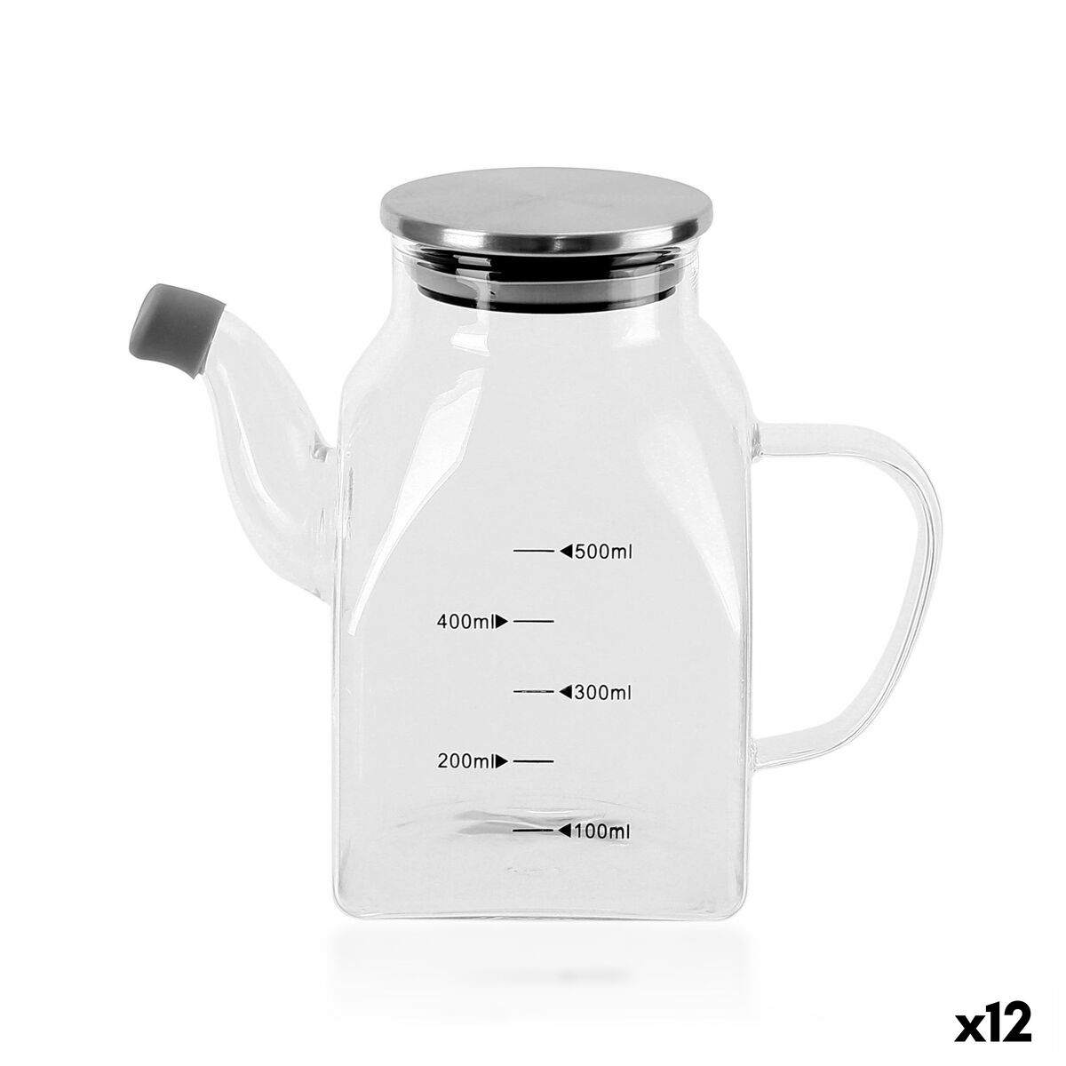 Galheteiro La Mediterránea Transparente Prateado Metal Vidro de Borosilicato 0,5 L (12 Unidades)