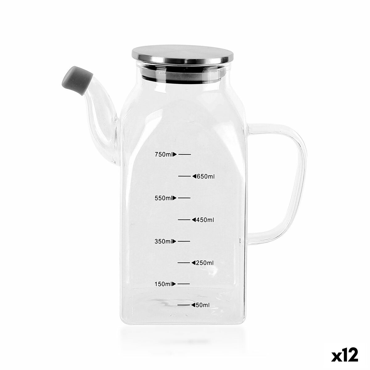 Galheteiro La Mediterránea Transparente Prateado Metal Vidro de Borosilicato 0,75 L (12 Unidades)