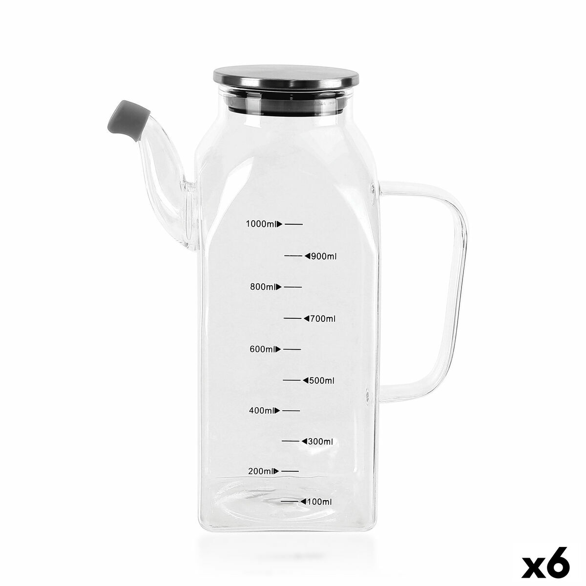 Galheteiro La Mediterránea Transparente Prateado Metal Vidro de Borosilicato 1 L (6 Unidades)