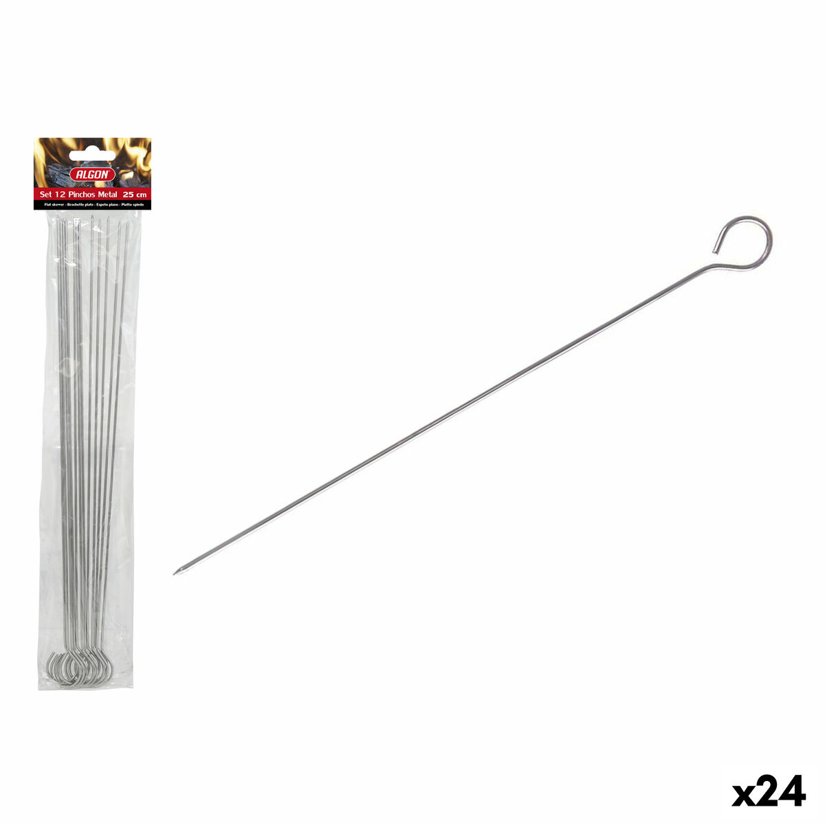 Conjunto de Espetos para Churrascos Algon Metal 25 cm 12 Peças (24 Unidades)