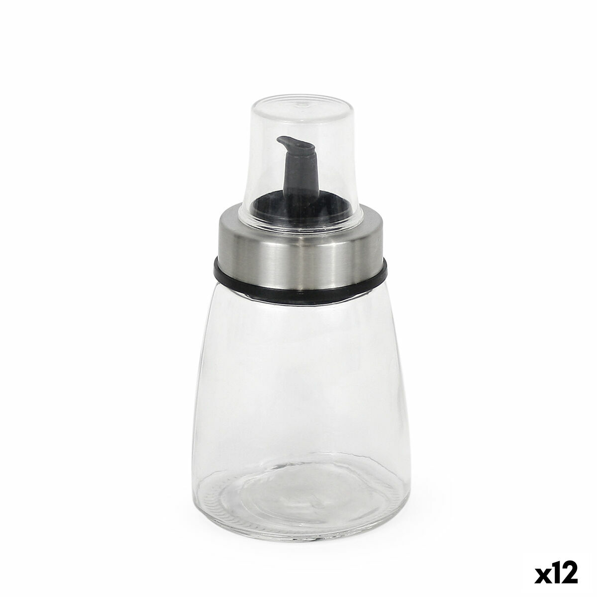 Galheteiro Quttin Transparente Prateado Vidro 200 ml 6,5 x 6,5 x 12,5 cm (12 Unidades)
