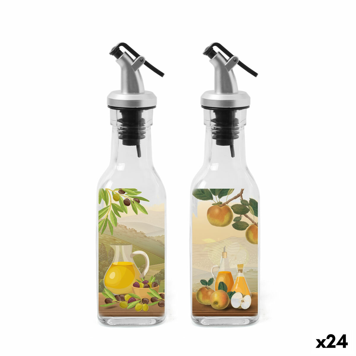 Conjunto para Condimentos Anna Transparente Prateado Vidro ABS 170 ml 5 x 5 x 20 cm 2 Peças (24 Unidades)