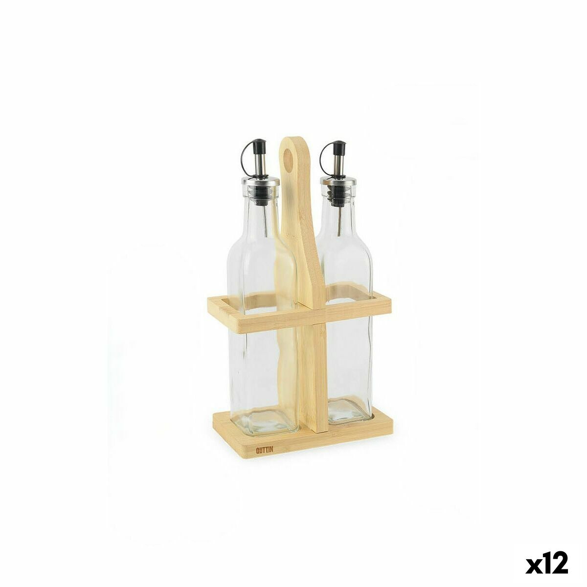 Conjunto para Condimentos Quttin Castanho Transparente Vidro Bambu 250 ml 2 Peças (12 Unidades)