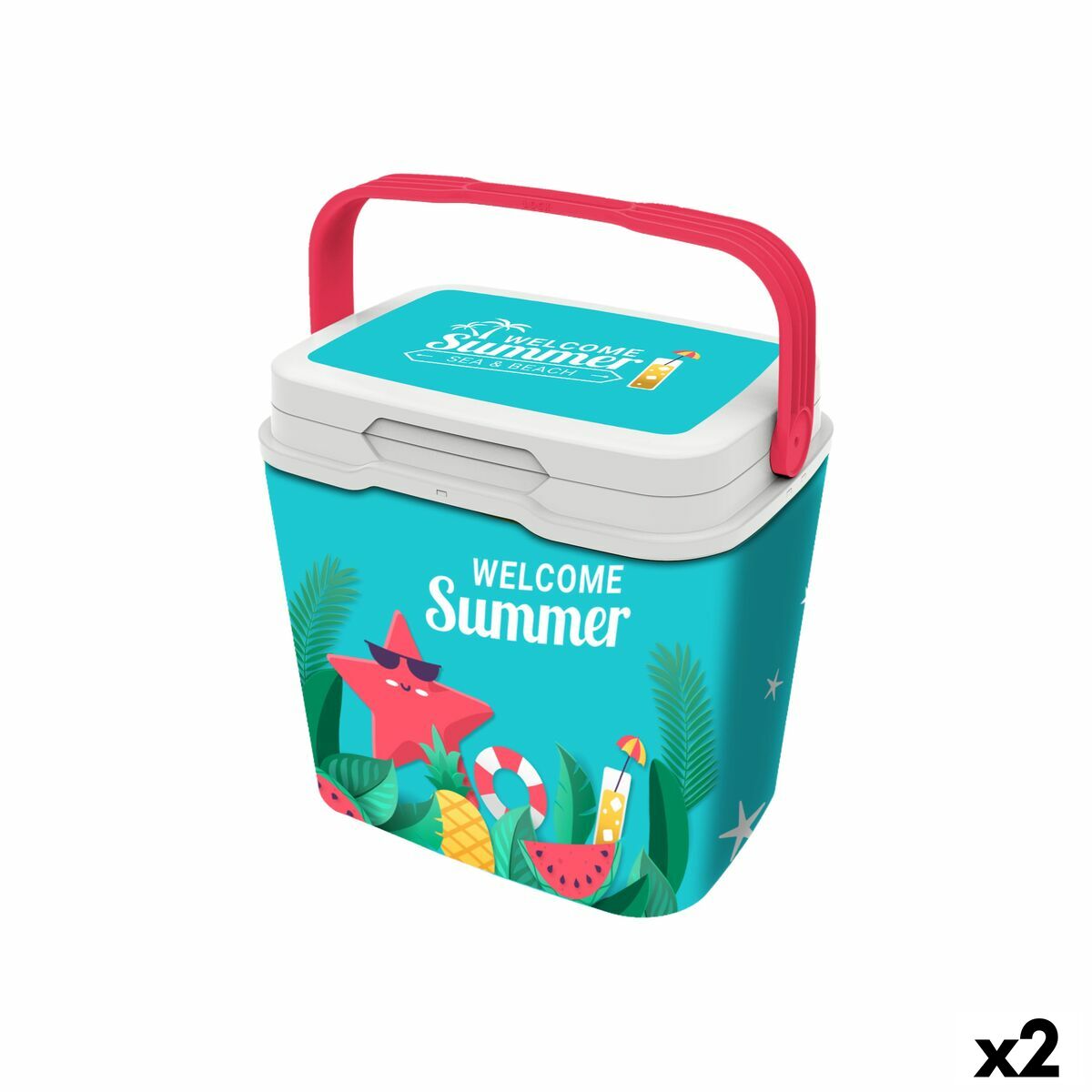 Frigorífico Portátil Aquapro Welcome Summer Multicolor 25 L 38 x 29 x 39 cm (2 Unidades)