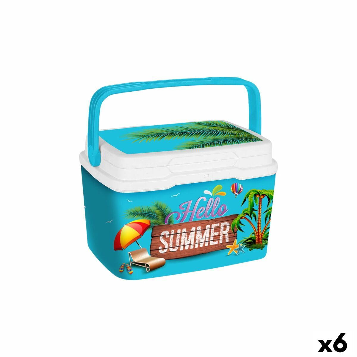 Frigorífico Portátil Aquapro Hello Summer Multicolor 5 L 28 x 22 x 19 cm (6 Unidades)