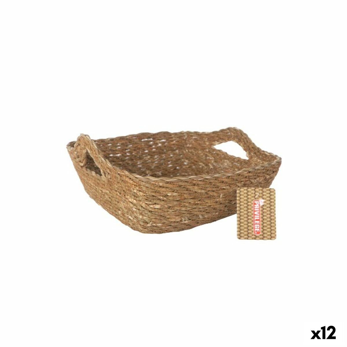 Cesta Multiusos Privilege Castanho vime 22 x 22 x 8 cm (12 Unidades)
