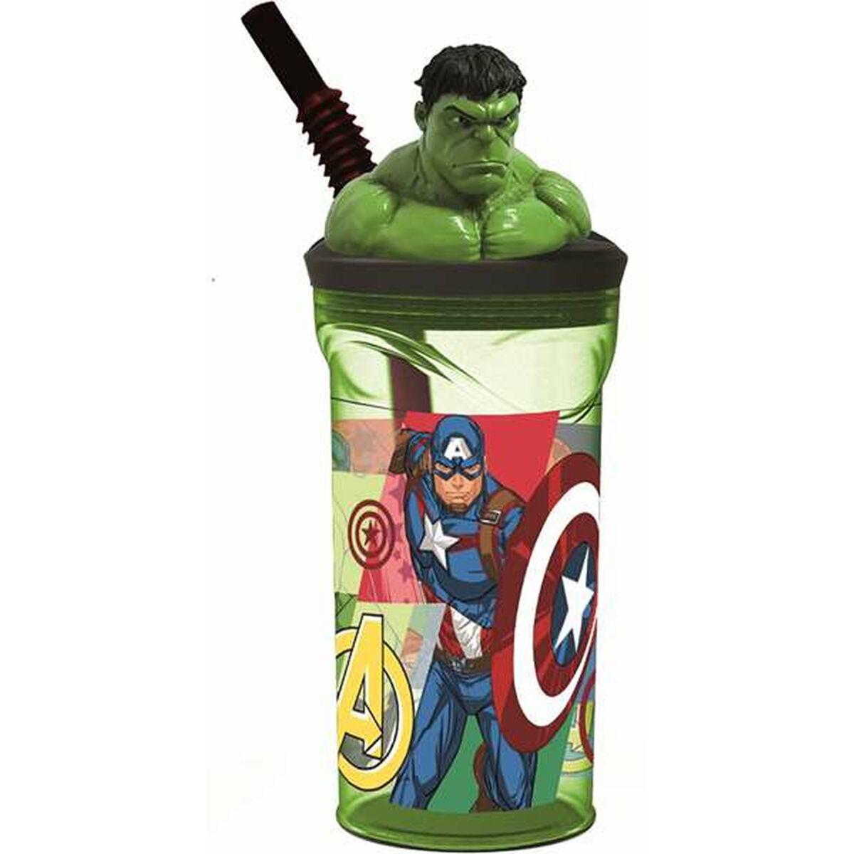Copo com Palhinha The Avengers Seven Wonders Hulk 360 ml
