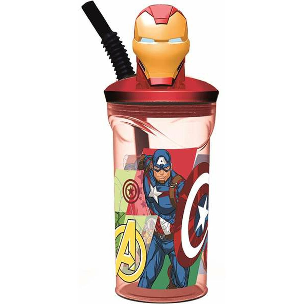 Copo com Palhinha The Avengers Seven Wonders Iron Man 360 ml