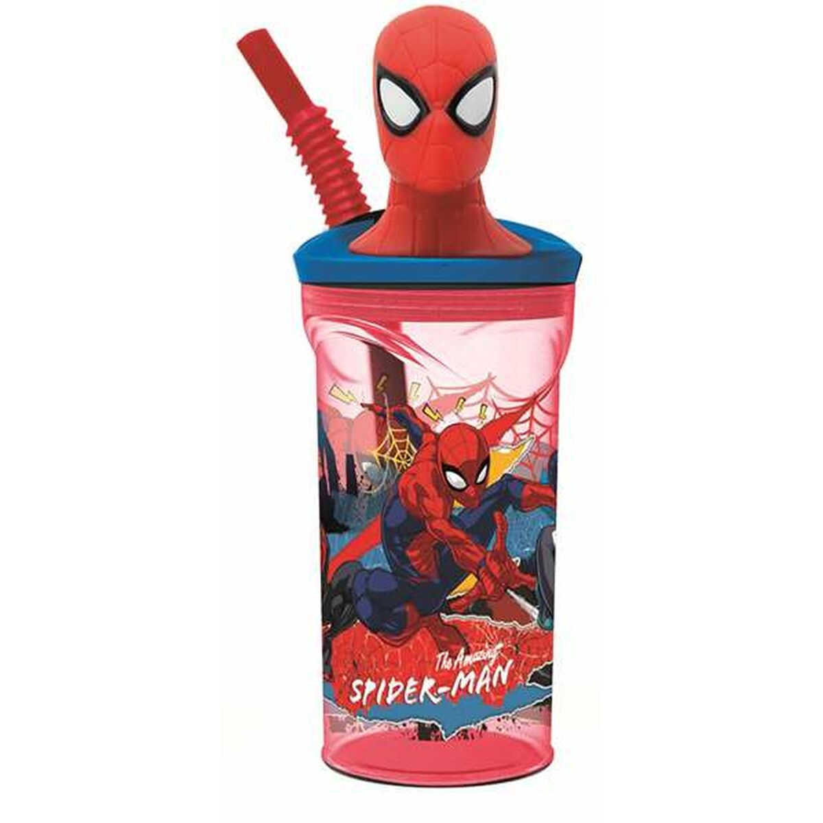 Copo com Palhinha Spider-Man Moving Target 360 ml 3D