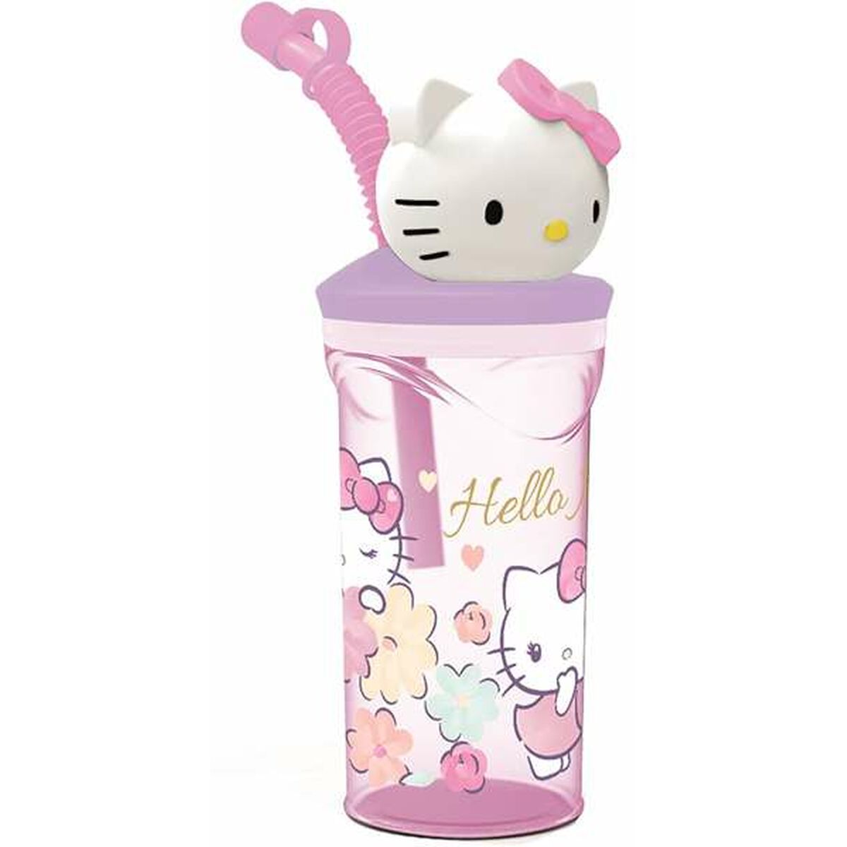 Copo com Palhinha Hello Kitty 360 ml 3D