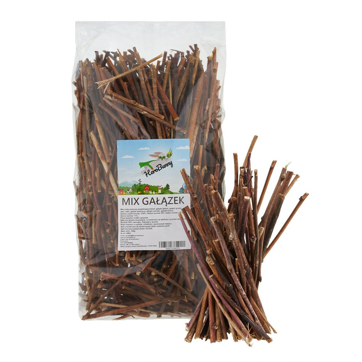 Alimento para Coelhos Factoryherbs HeroBunny MIX Ramas Chinchila Tartaruga Roedores Periquito Canário Pássaros 500 g