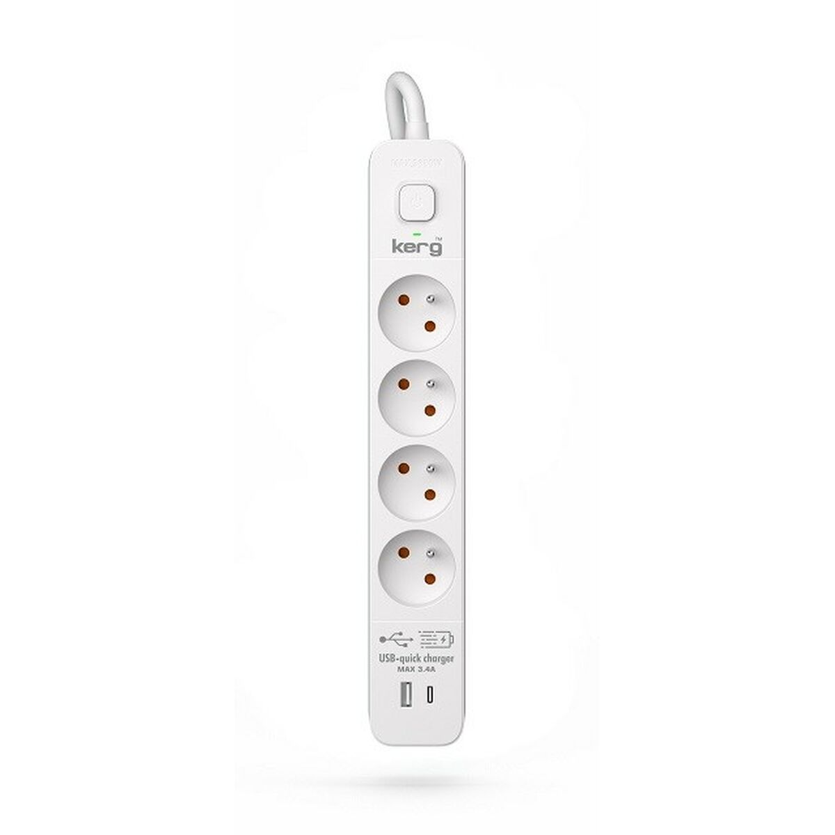 Extensão com 4 tomadas com interruptor Kerg M02593 (3 m)
