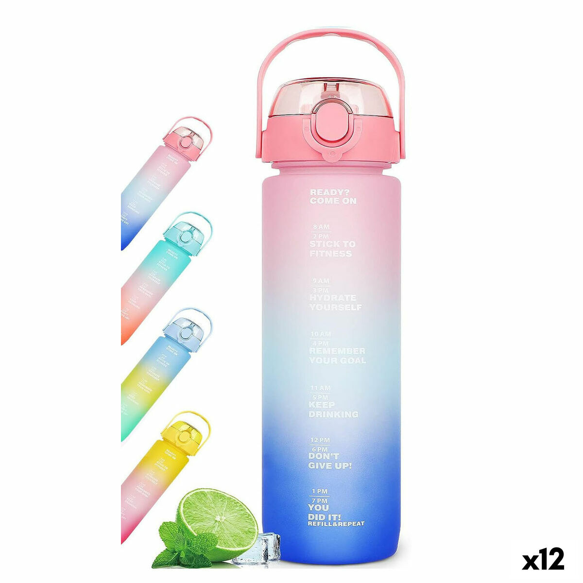 Garrafa de água Bewinner Multicolor 600 ml 7,5 X 20 CM (12 Unidades)
