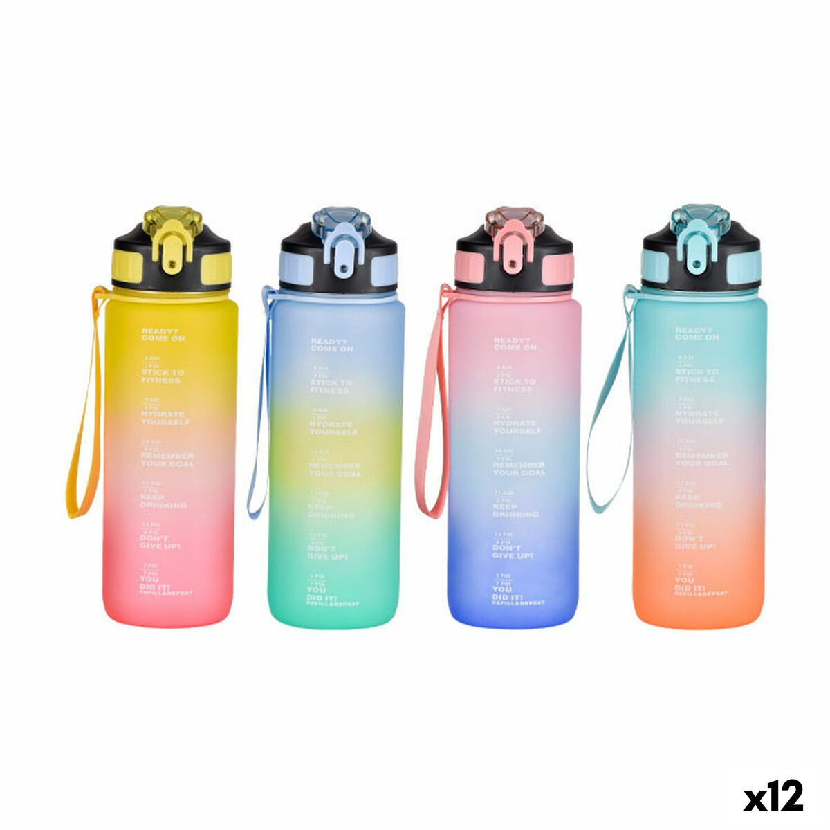 Garrafa de água Bewinner Multicolor 800 ml 7,5 x 23,5 cm (12 Unidades)