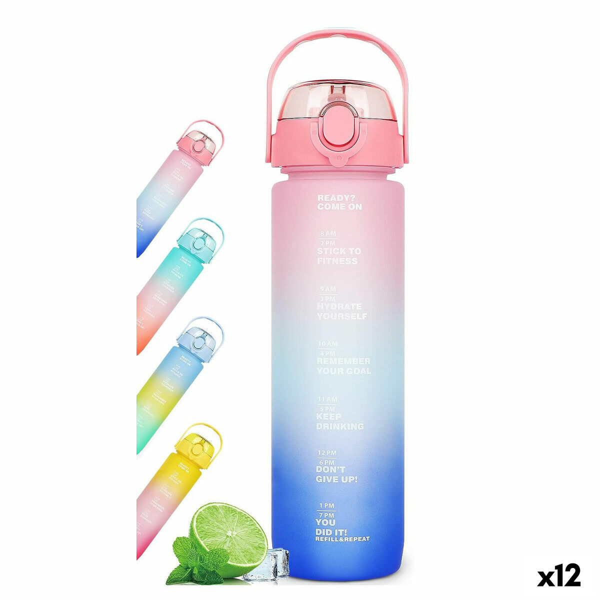 Garrafa de água Bewinner Multicolor 800 ml 7,3 x 7,3 x 23,5 (12 Unidades)