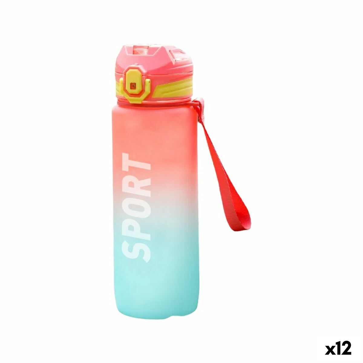 Garrafa de água Bewinner Multicolor 600 ml 7,4 x 7,4 x 19 cm (12 Unidades)