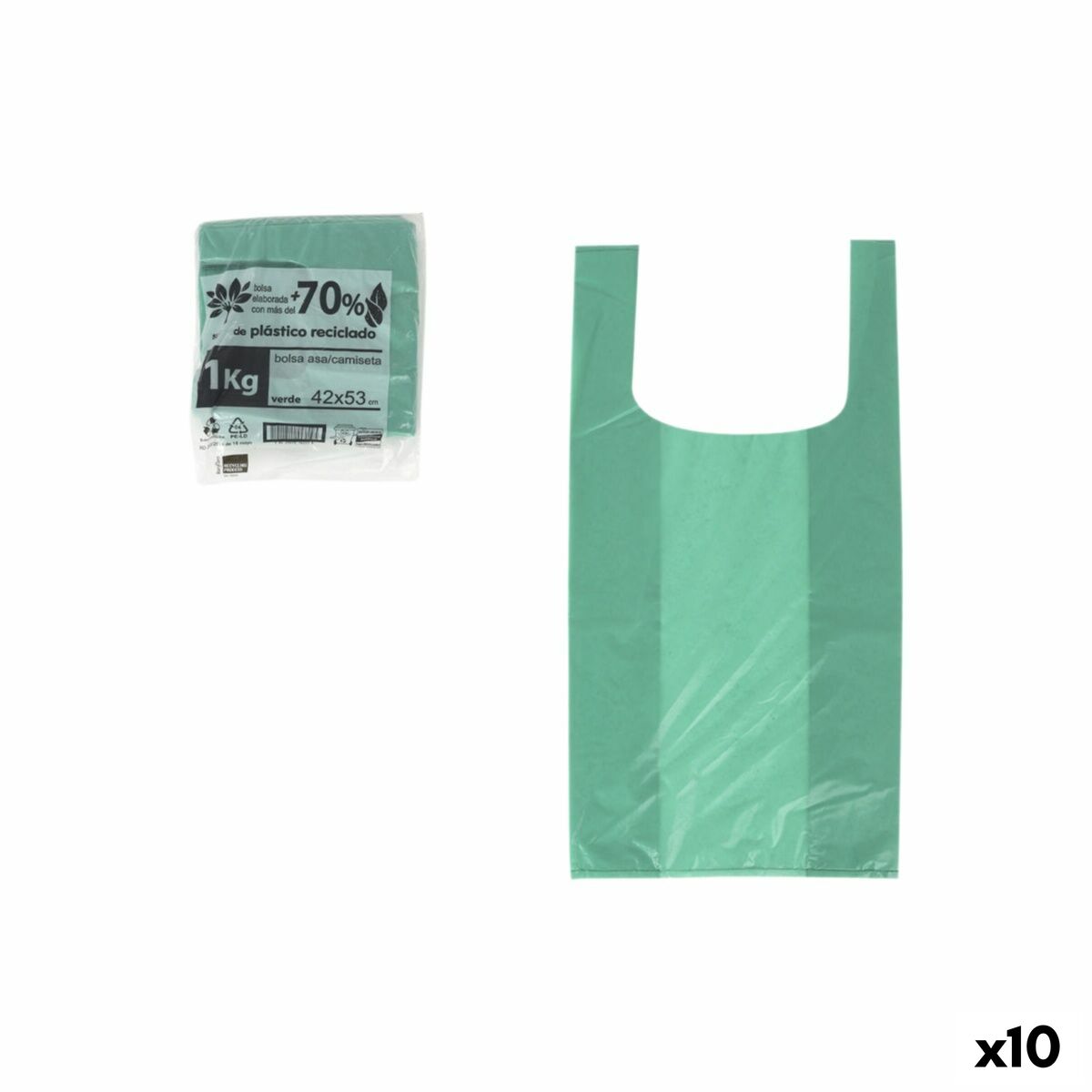 Saco Multiúsos Inde Verde 42 x 53 cm (10 Unidades)