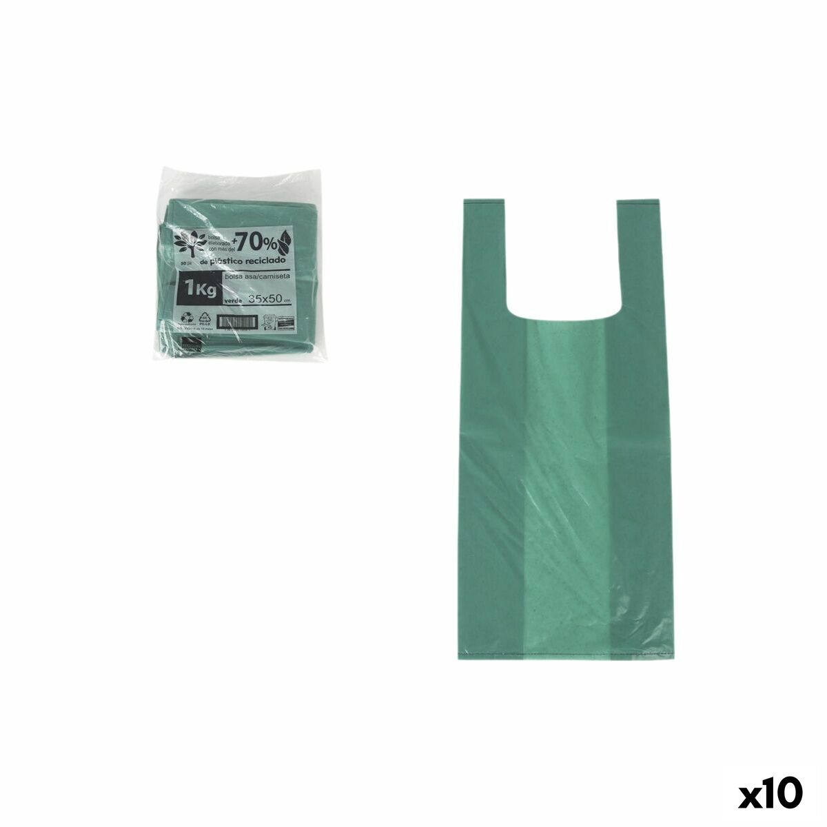 Saco Multiúsos Inde Verde 35 x 50 cm (10 Unidades)