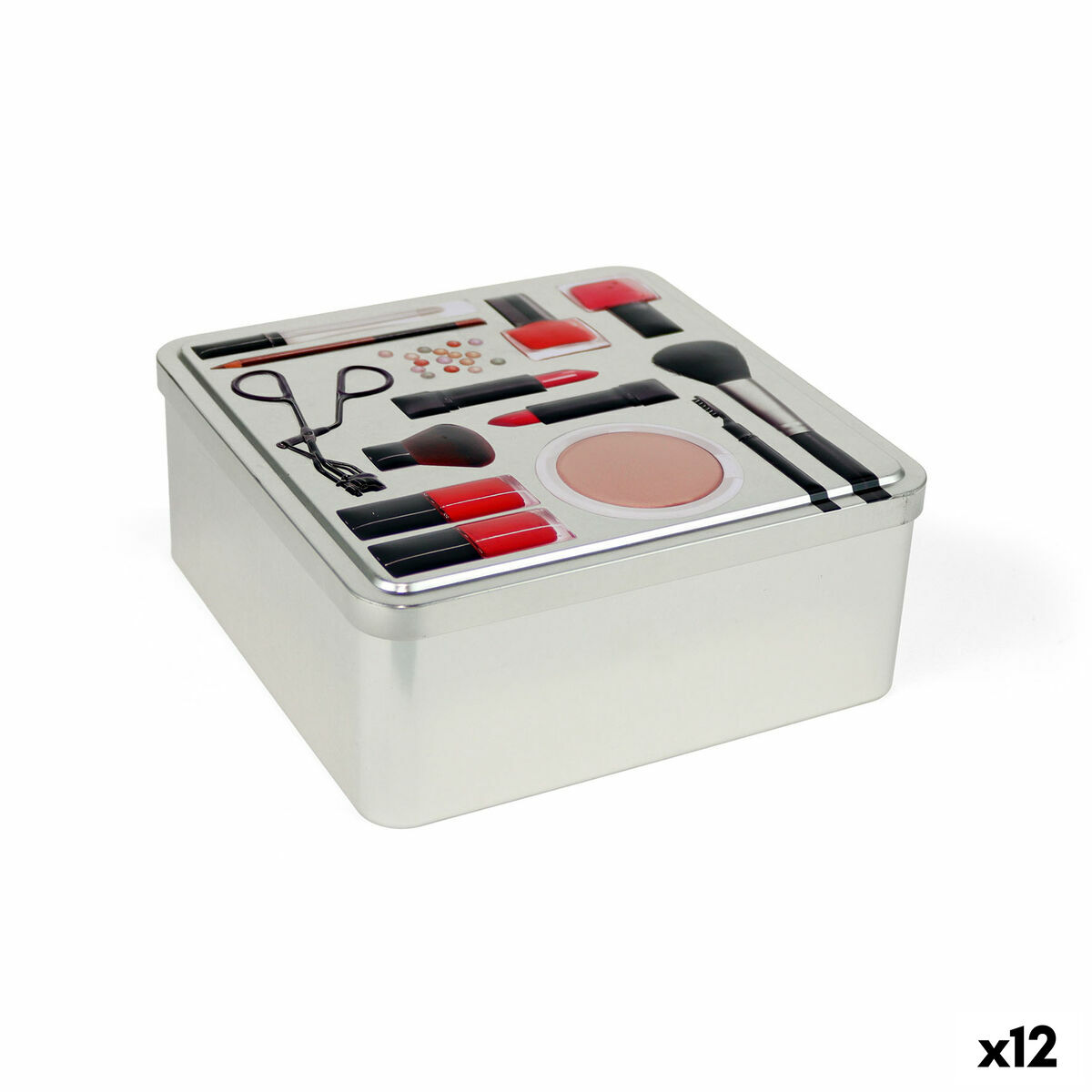 Caixa Multiusos Confortime Make-Up Metal 19,7 x 19,7 x 8 cm (12 Unidades)