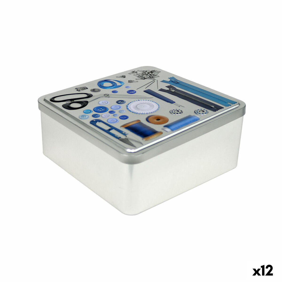 Caixa Multiusos Confortime Tailor Metal 19,7 x 19,7 x 8 cm (12 Unidades)