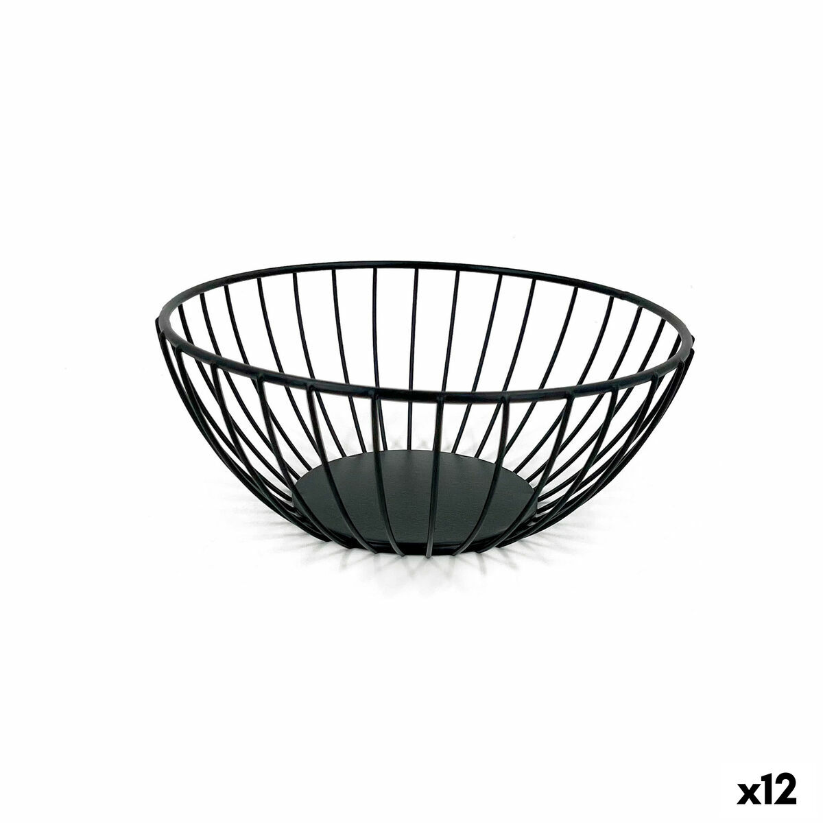 Cesta do Pão My Bar Preto Metal Redonda 20 x 8 cm (12 Unidades)