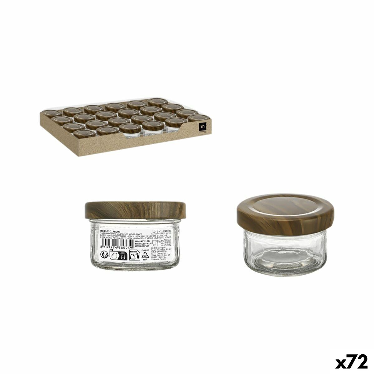 Frasco de Vidro La Mediterránea WOOD 100 ml (72 Unidades)