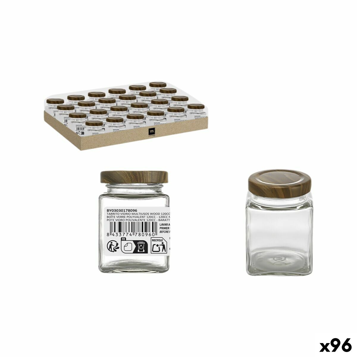 Frasco de Vidro La Mediterránea WOOD 120 ml (96 Unidades)