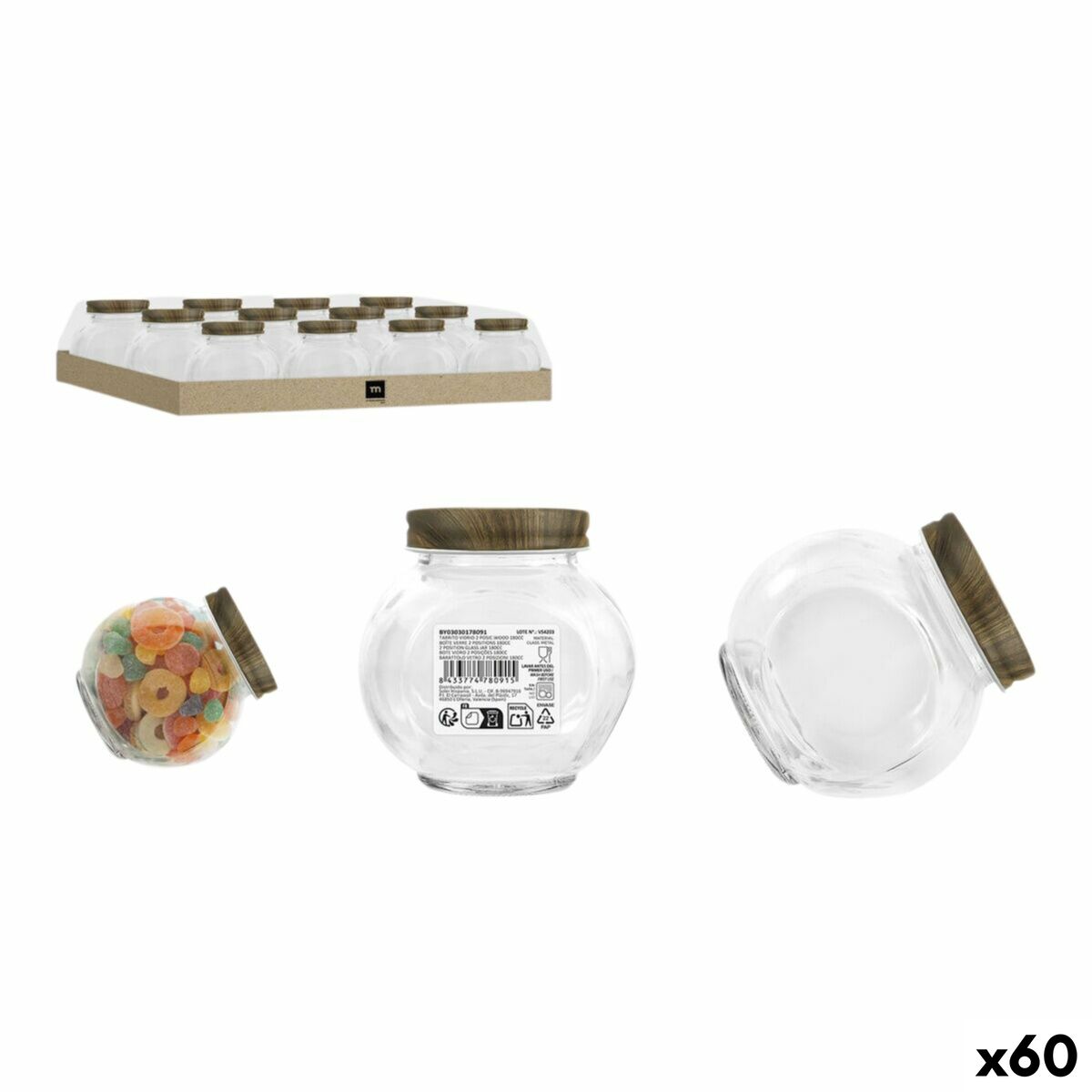 Frasco de Vidro La Mediterránea WOOD 180 ml (60 Unidades)
