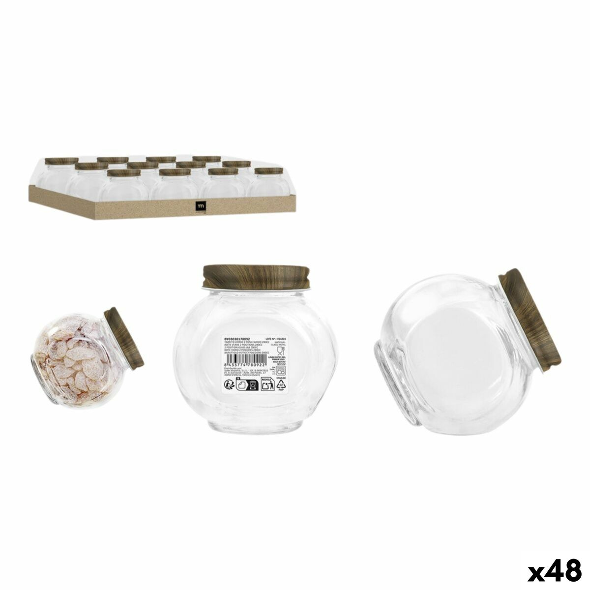 Frasco de Vidro La Mediterránea WOOD 280 ml (48 Unidades)