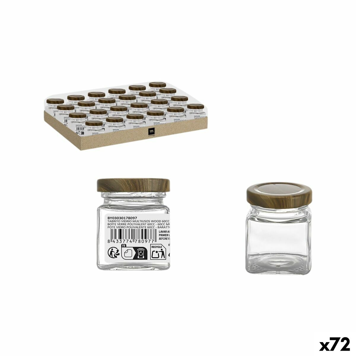 Frasco de Vidro La Mediterránea WOOD 60 ml (72 Unidades)