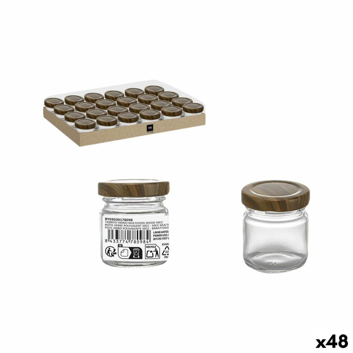 Frasco de Vidro La Mediterránea WOOD 50 ml (48 Unidades)