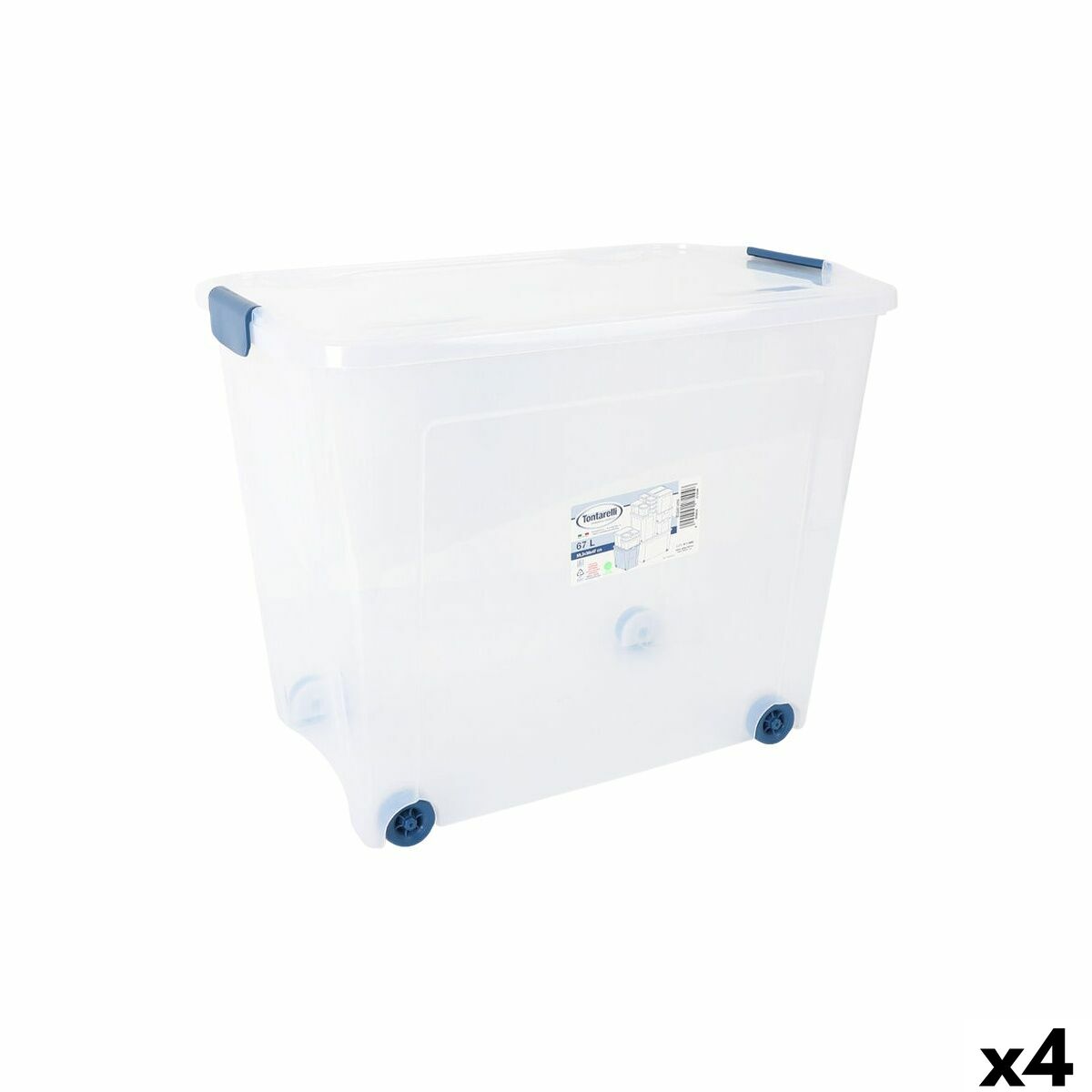 Caixa de Armazenamento com Rodas Tontarelli 59 x 38'5 x 47'5 cm (4 Unidades)