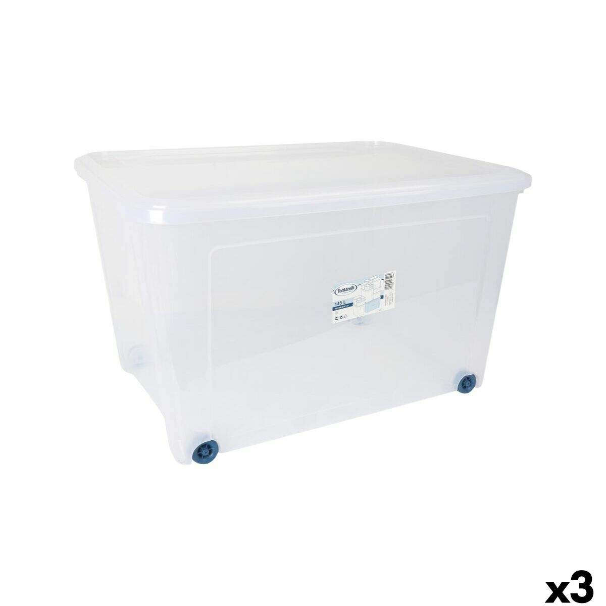 Caixa de Armazenamento com Rodas Tontarelli 78,2 x 58,2 x 47 cm (3 Unidades)