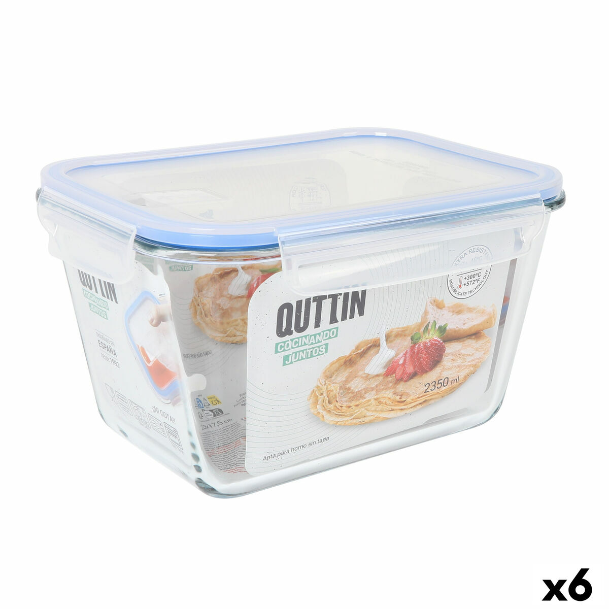 Lancheira Quttin Retangular 2,35 L (6 Unidades)