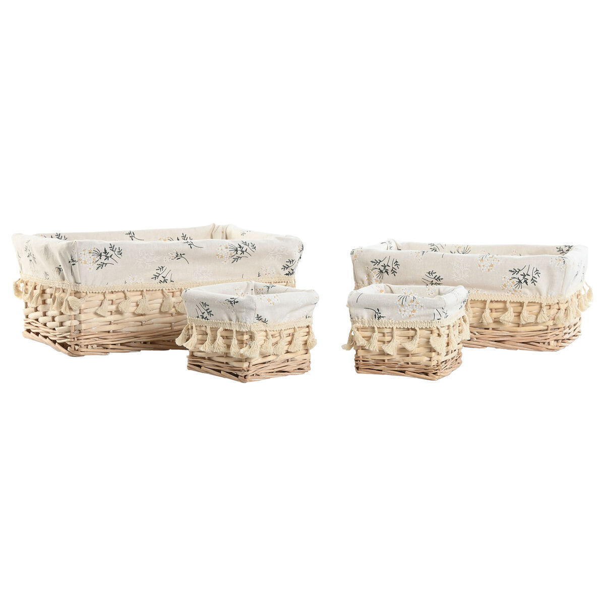 Cesto de Roupa Suja Home ESPRIT Natural vime Shabby Chic 36 x 25 x 16 cm 4 Peças