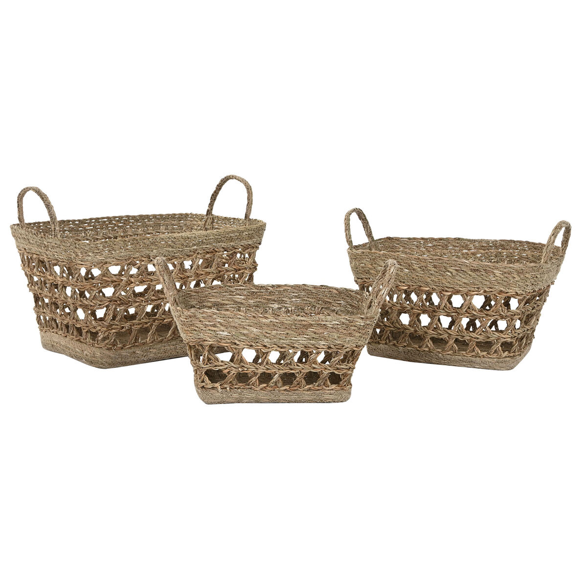 Conjunto de Cestas Home ESPRIT Zostera marina Tropical 45 x 35 x 35 cm