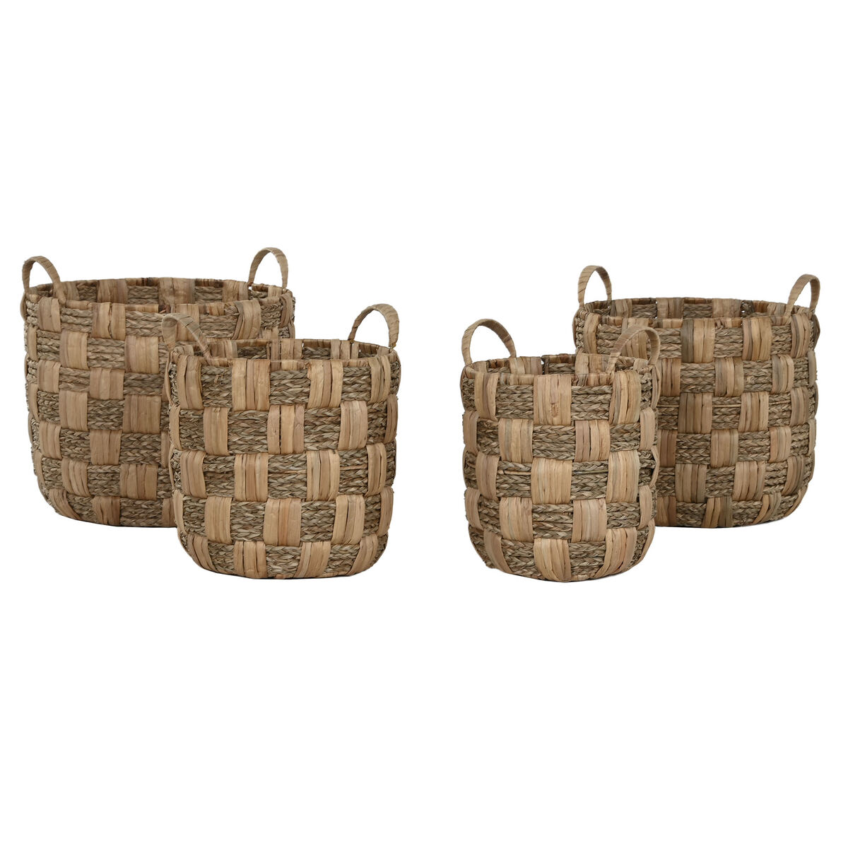 Conjunto de Cestas Home ESPRIT Natural Metal Jacinto-de-água (4 Peças)