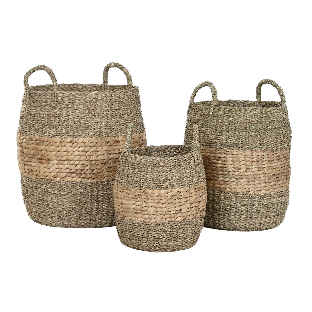 Conjunto de Cestas Home ESPRIT Natural Jacinto-de-água (3 Peças)