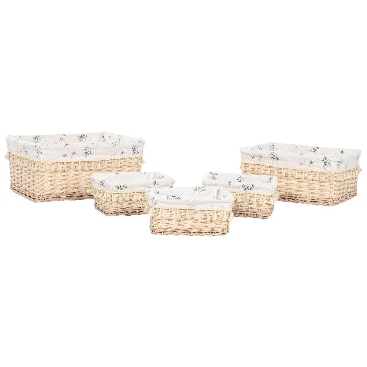 Cesto de Roupa Suja Home ESPRIT Natural vime Shabby Chic 48 x 38 x 22 cm 5 Peças
