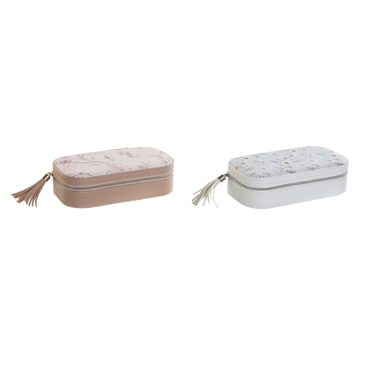 Guarda-Joias DKD Home Decor Azul Cinzento Camel Rosa Claro Poliuretano Espelho 18,5 x 10 x 5 cm (2 Unidades)