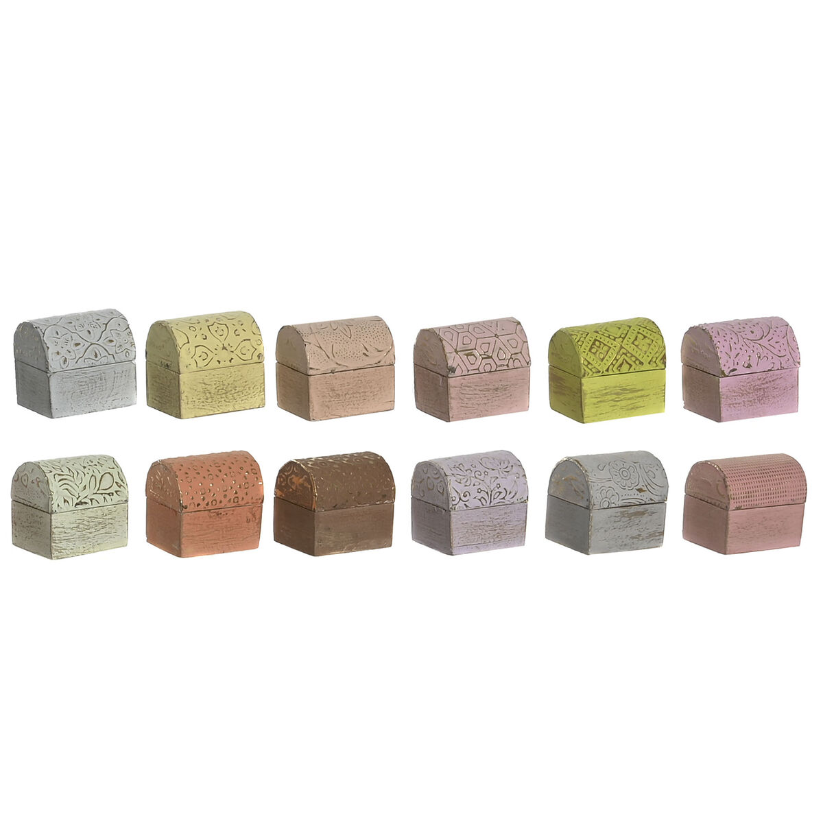 Guarda-Joias DKD Home Decor Multicolor Metal Madeira de mangueira 4 x 5 x 5 cm (12 Unidades)