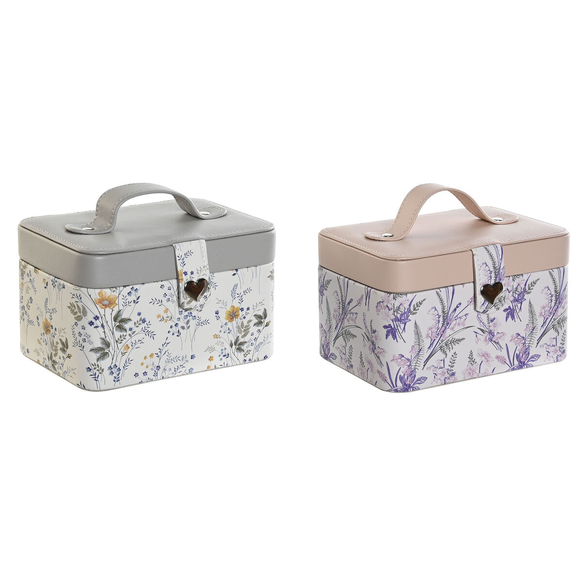 Guarda-Joias DKD Home Decor Branco Cinzento Lilás Rosa Claro Poliuretano Espelho 17 x 12 x 10 cm (2 Unidades)