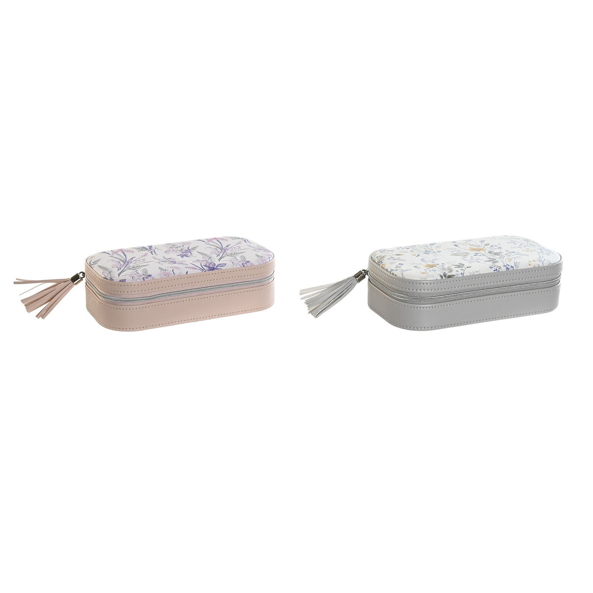 Guarda-Joias DKD Home Decor Branco Cinzento Lilás Rosa Claro Poliuretano Espelho 18,5 x 10 x 5 cm (2 Unidades)