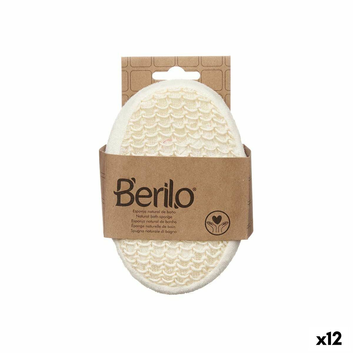 Esponja Corporal Berilo Branco Bege 11 x 15 x 5 cm (12 Unidades)